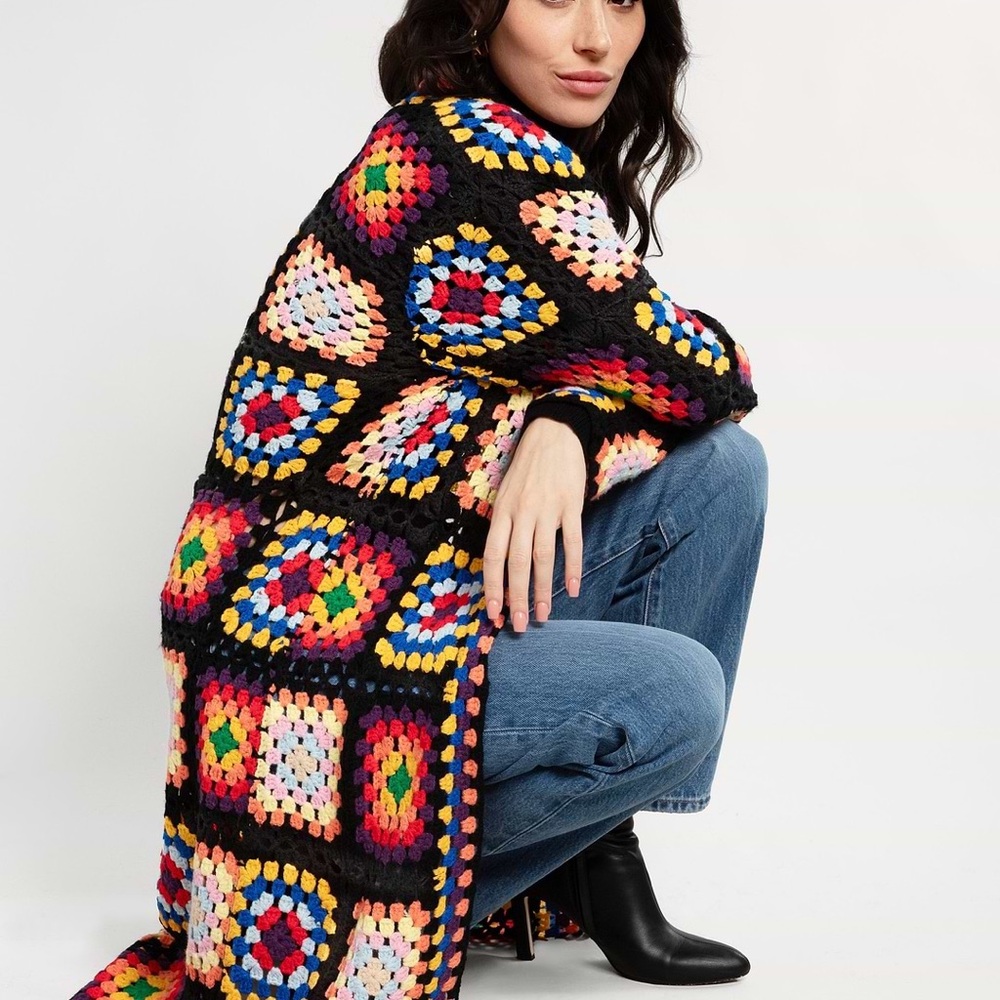 Colorful Crochet Blanket Cardigan